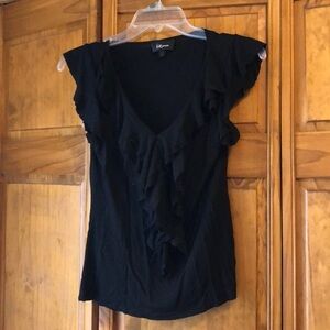 IZ Byer Black Lace Ruffle Crop Top Small